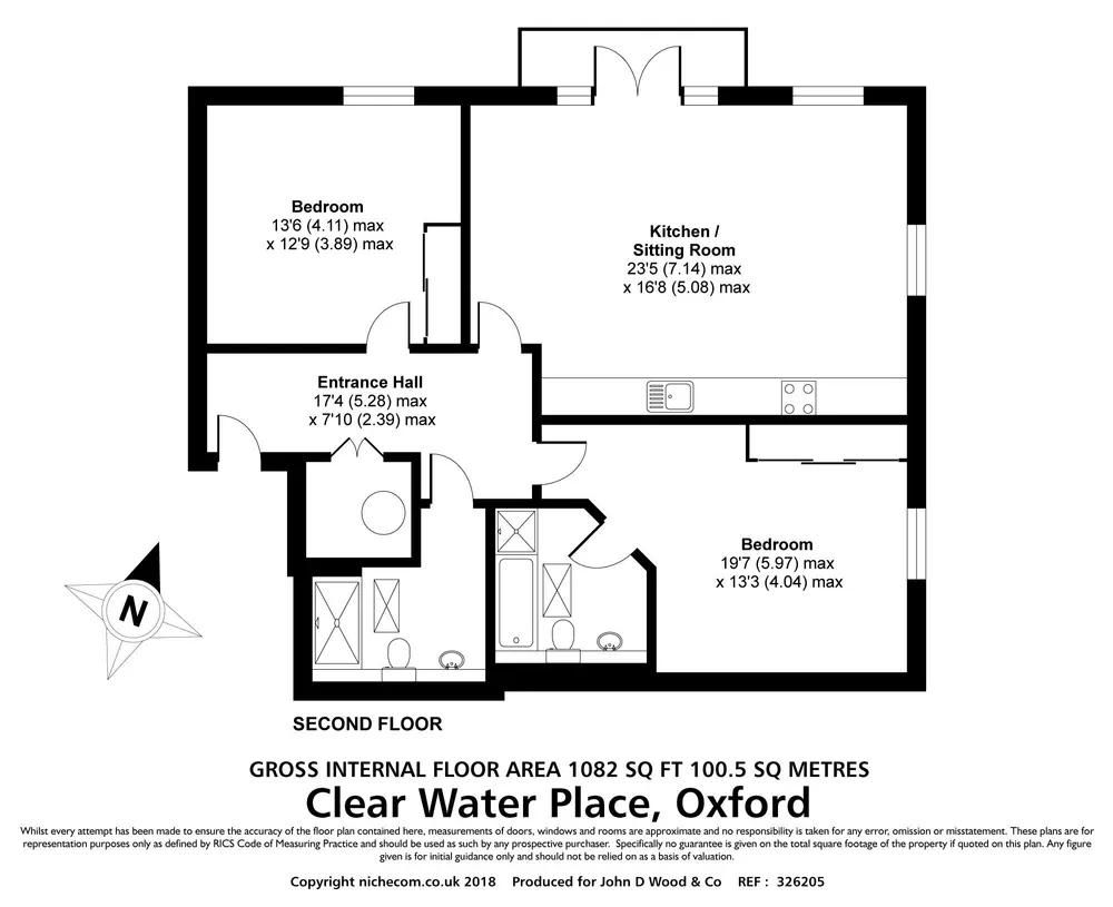 Floorplan for Clear Water Place, Oxford, Oxfordshire, OX2