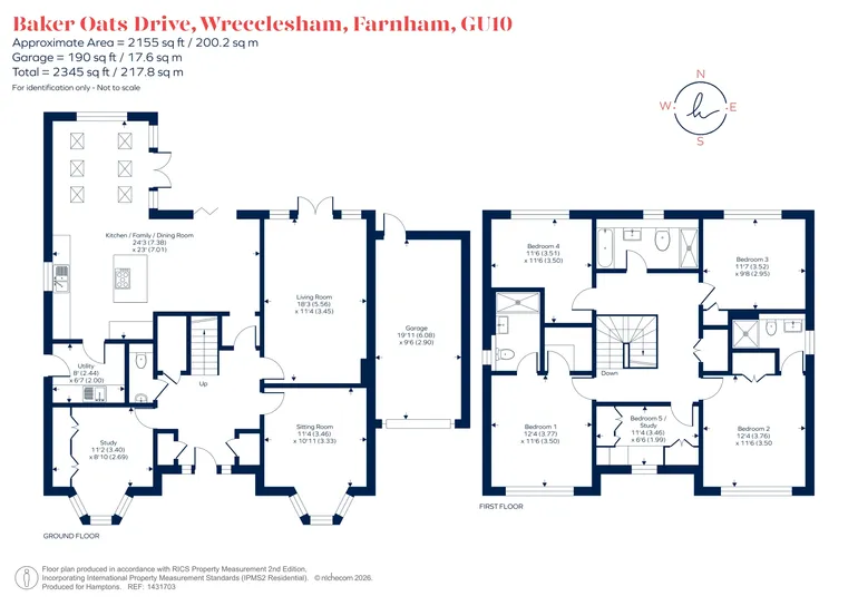 Floorplan 1 for Baker Oats Drive, Farnham, GU10