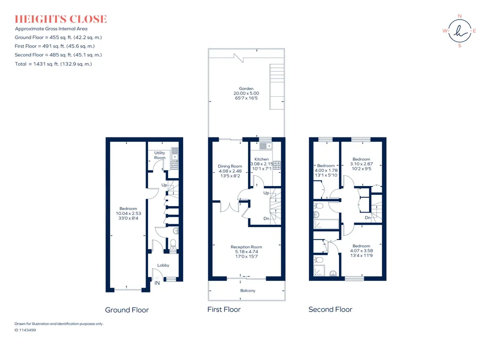 Floorplan for Heights Close, London, SW20