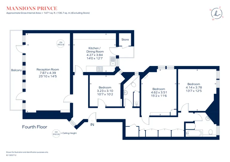 Floorplan 1 for Prince Of Wales Drive, London, SW11