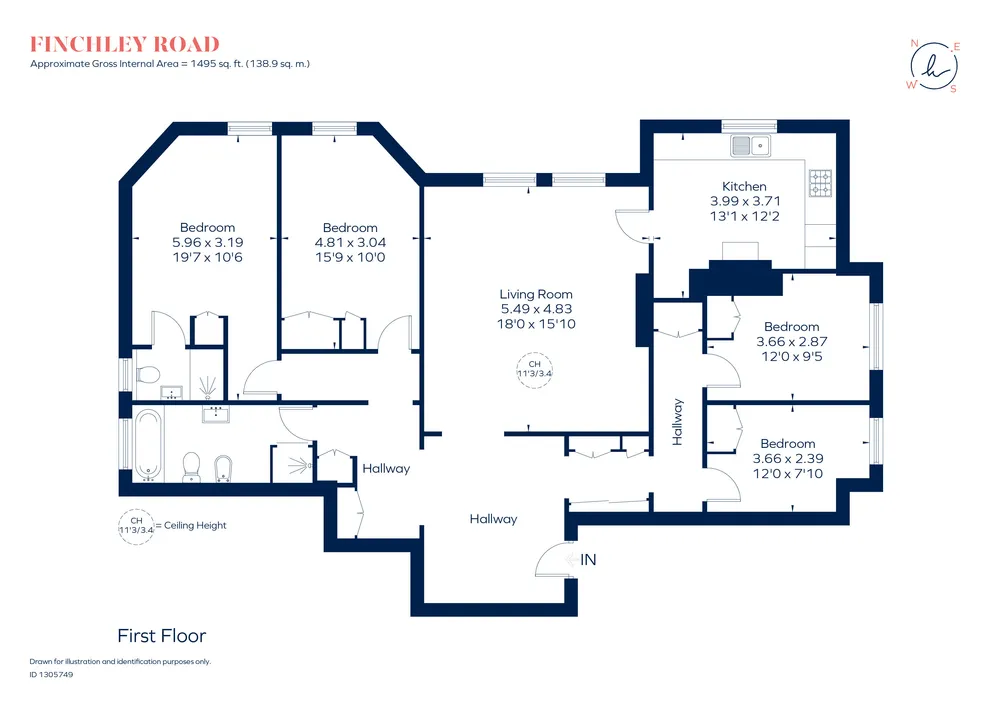 Floorplan for Finchley Road, London, NW3