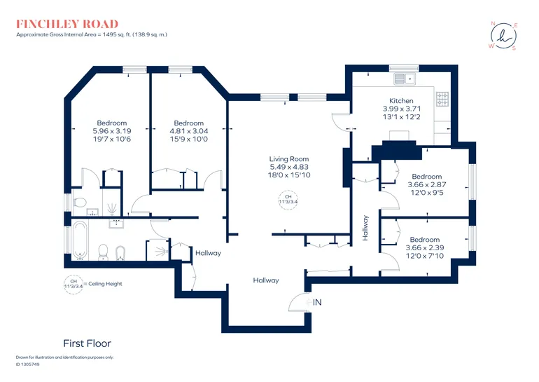 Floorplan 1 for Finchley Road, London, NW3