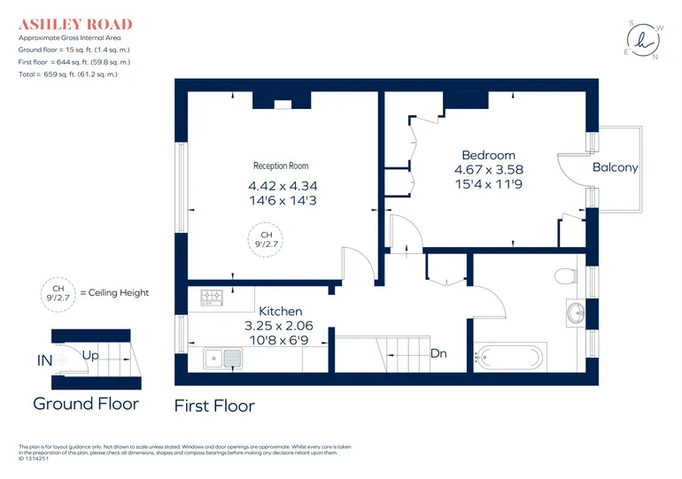 Floorplan 1 for Ashley Road, Hampton, TW12