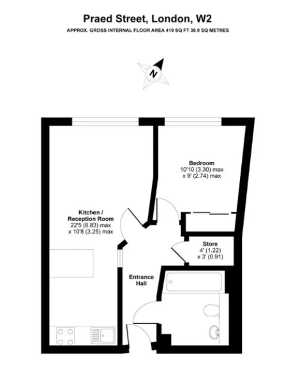 Floorplan 1 for Balmoral Apartment Paddington W2