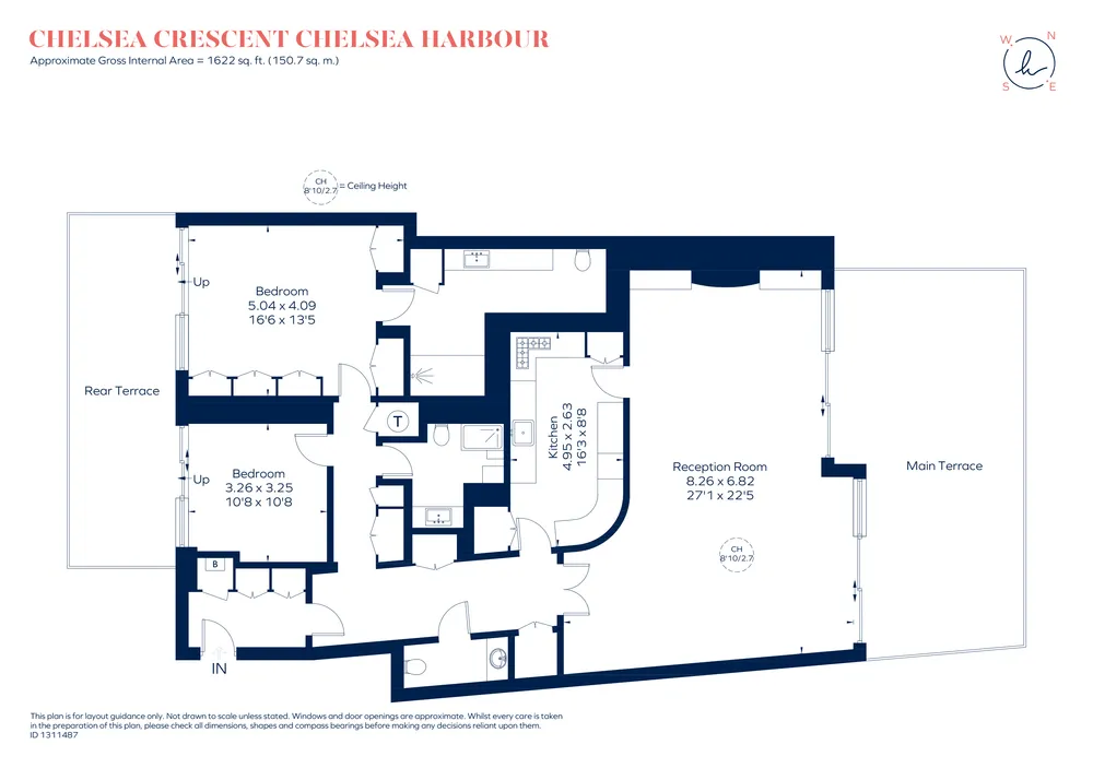 Floorplan for Chelsea Harbour, London, SW10