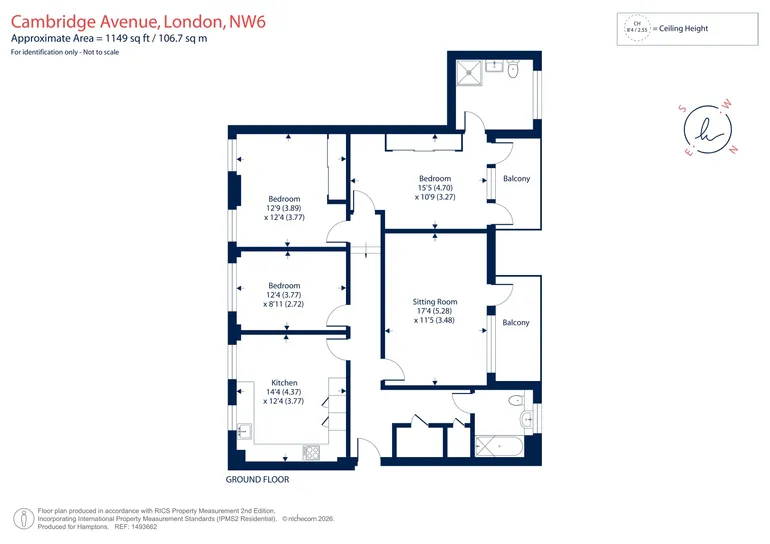 Floorplan 1 for Cambridge Avenue, NW6