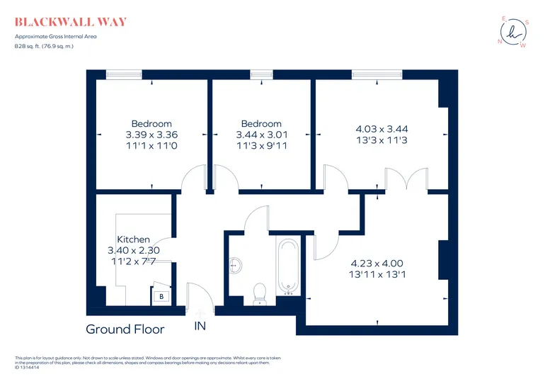 Floorplan 1 for Blackwall Way, London, E14