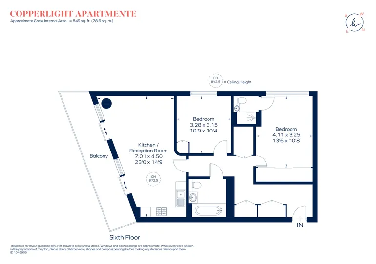 Floorplan 1 for Copperlight Apartments, London, SW18