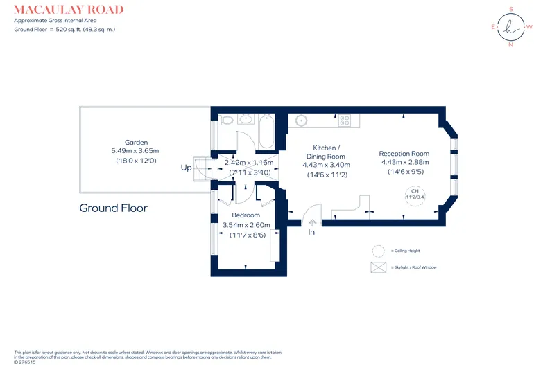 Floorplan 1 for Macaulay Road, SW4