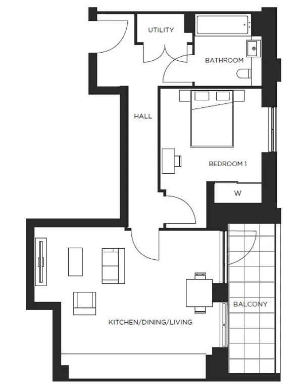 Floorplan 1 for Plot W1.06.03 Colindale Gardens, London, NW9