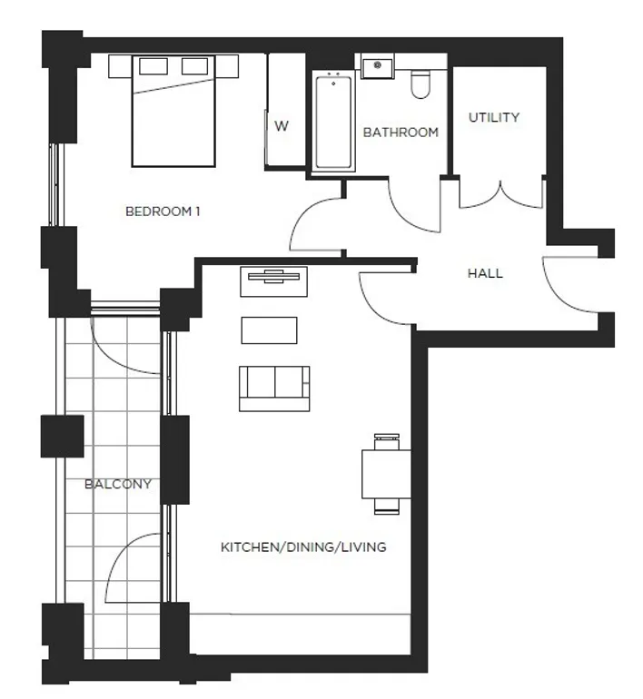 Floorplan 1 for Plot W4.01.01 Colindale Gardens, London, NW9