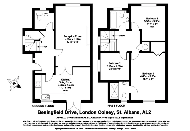Floorplan 1 for Beningfield Drive, St. Albans, AL2