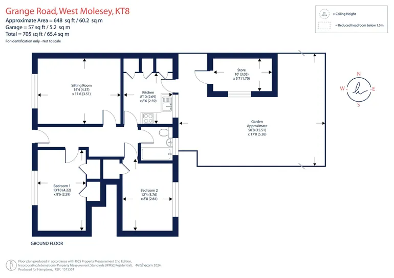 Floorplan 1 for Grange Road, West Molesey, KT8