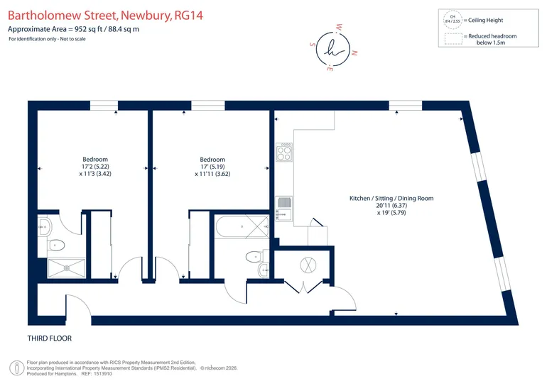 Floorplan 1 for 15 Union Place, Bartholomew Street Newbury RG14