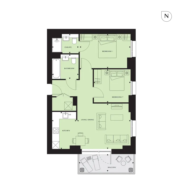 Floorplan 1 for Plot 220 Avedon Apts Harrow View, Harrow, HA1