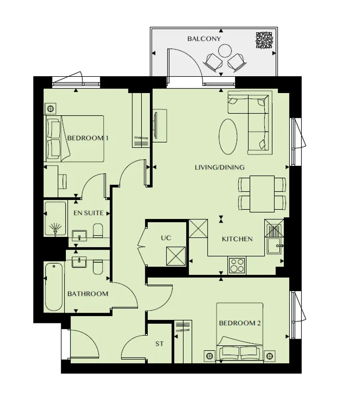 Floorplan 1 for Plot 110 Barton Apts Harrow View, Harrow, HA1