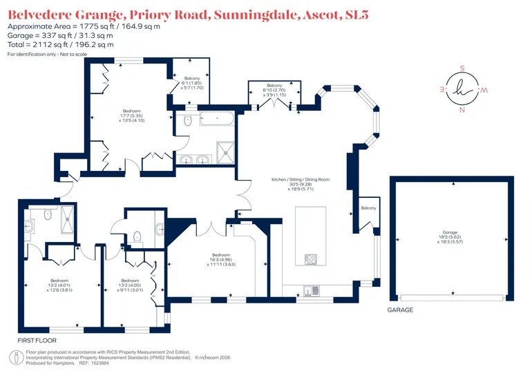 Floorplan 1 for Priory Road, Sunningdale, SL5