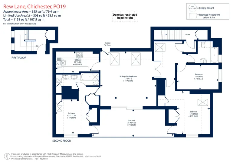 Floorplan 1 for Rew Lane, Chichester, PO19
