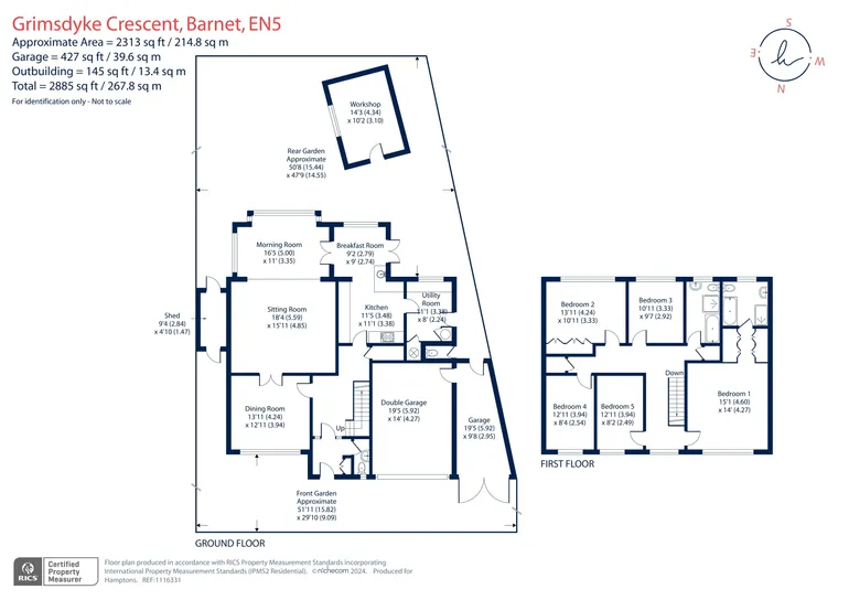 Floorplan 1 for Grimsdyke Crescent, High Barnet, EN5
