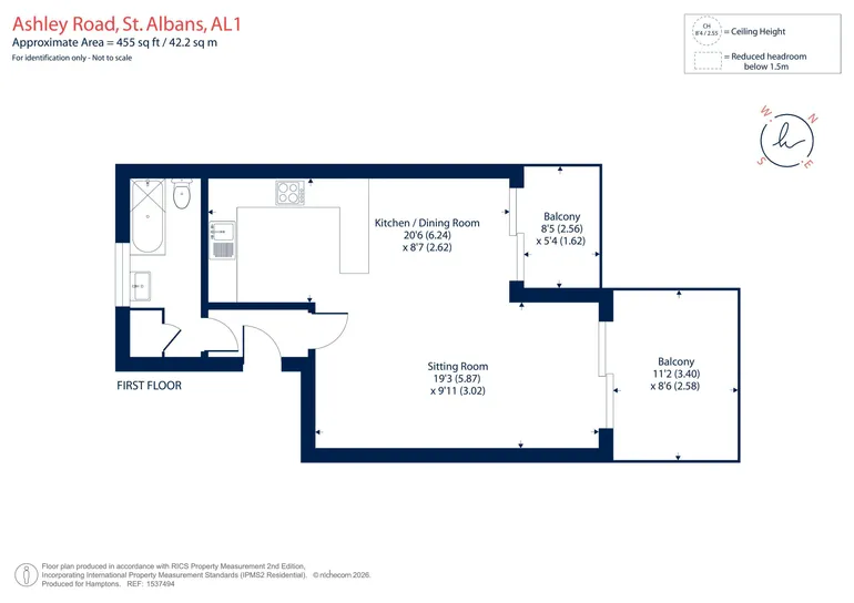 Floorplan 1 for Ashfield Court, Ashley Road, St. Albans, AL1